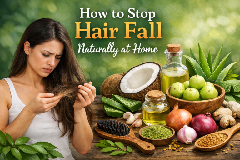 How to Stop Hair Fall Naturally at Home – Simple Tips for Women How to Stop Hair Fall Naturally at Home